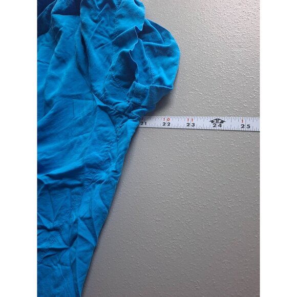 Chicos Button Up Shirt Size 2 M Blue Short Sleeve Lightweight Preppy Travel - Picture 4 of 5